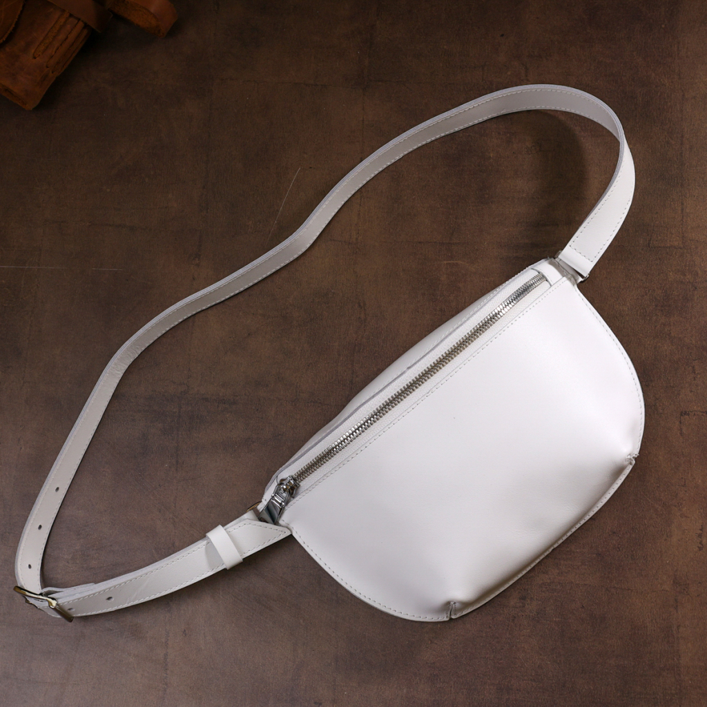 Сумка Shvigel Шкіряна бананка Біла (16384) - зображення 10