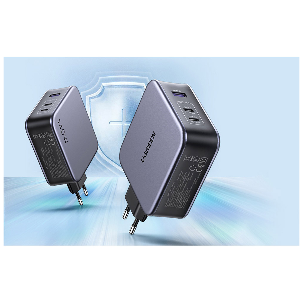 Зарядний пристрій Ugreen 3xUSB 140W (2хUSB-C+USB-A) Gan CD289 with C to C Cable 1.5m (90549) - зображення 4