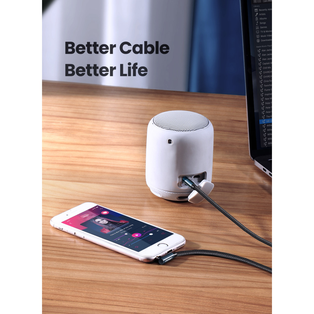 Кабель мультимедійний 3.5mm M to 3.5mm M 1.0m 90° corner AV112 blue Ugreen (60179) - picture 7