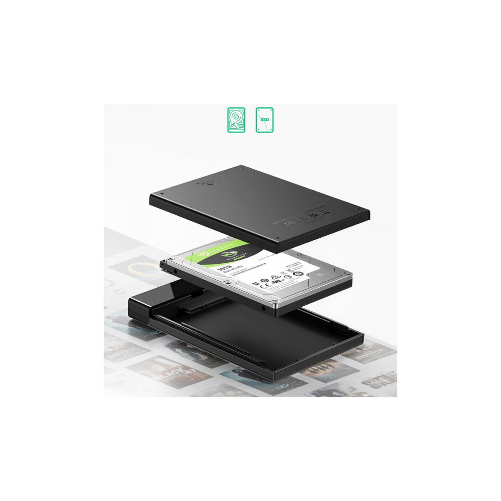 Кишеня зовнішня UGREEN USB 3.1 to 2.5" HDD/SSD US221 black (50743) - зображення 3
