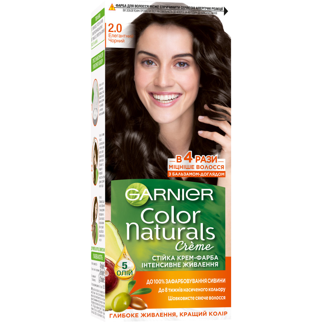 Фарба для волосся Garnier Color Naturals 2.0 Елегантний чорний 110 мл (3600541091658) - зображення 1