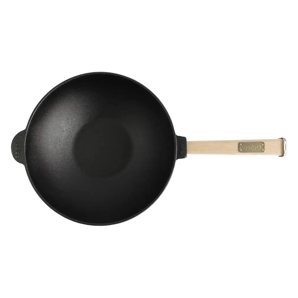 Сковорода Brizoll чавунна WOK з дерев'яною ручкою та скляною кришкою 2,2 л 240х70 мм (W24H-6) - зображення 2