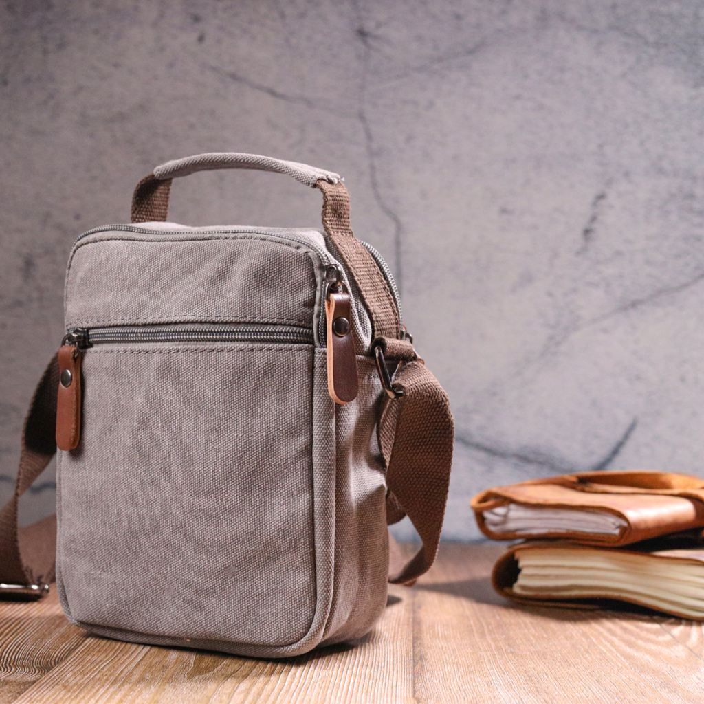 Сумка Vintage Чоловіча з текстилю Сіра (21244) - зображення 11