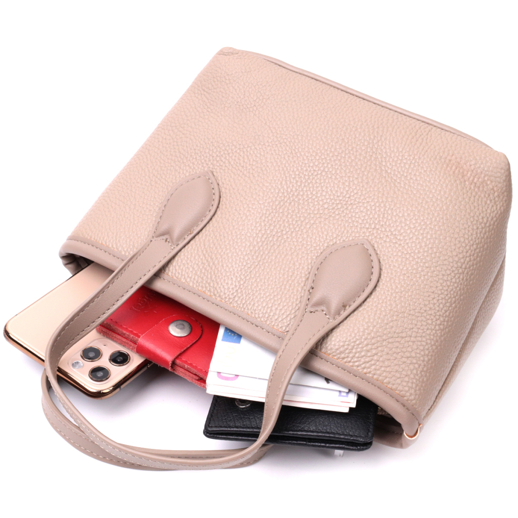 Сумка Vintage Жіноча з двома ручками з натуральної шкіри Бежева (22283) - зображення 8