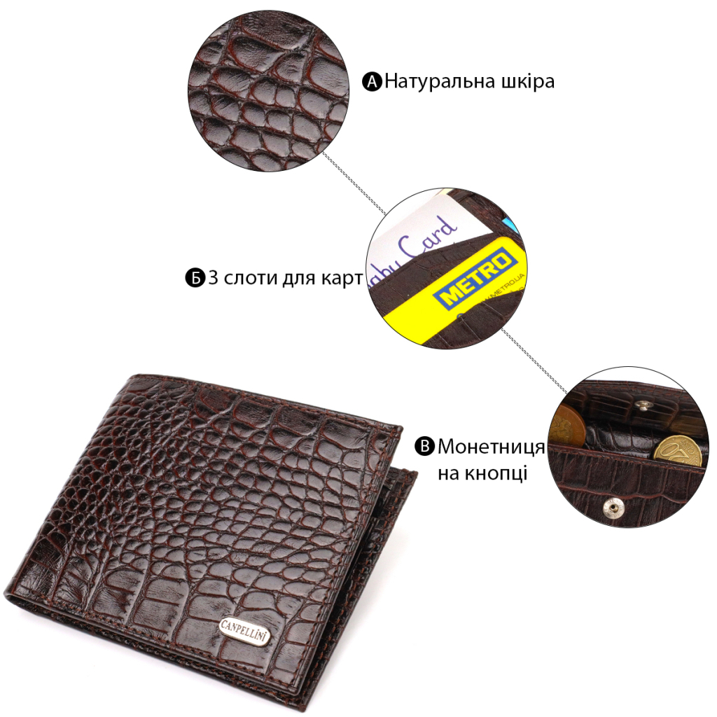 Портмоне Canpellini З натуральної шкіри Коричневе (21777) - зображення 4