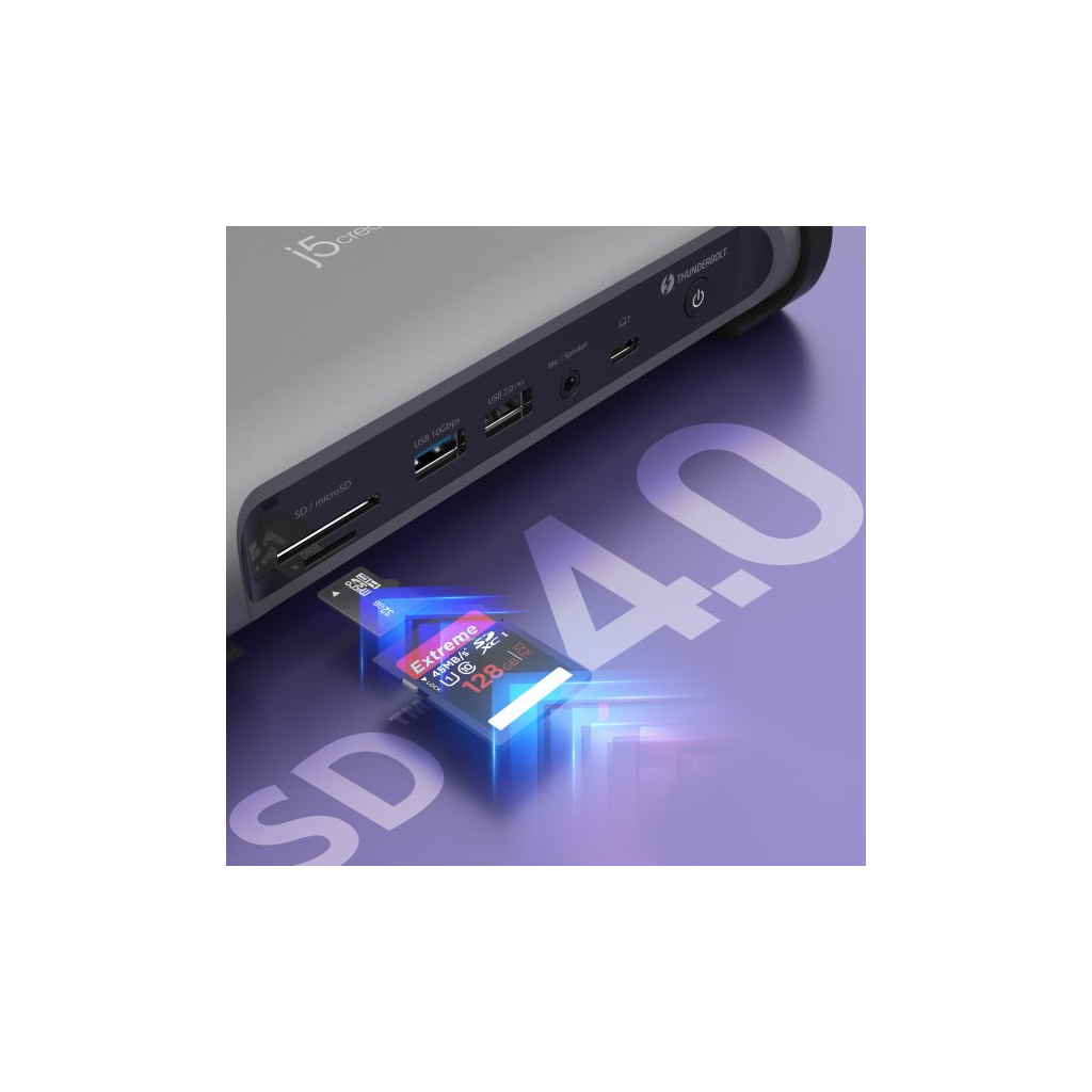 Порт-реплікатор J5create Dock-Station USB-C 15-in-1 (HDMI/DP/PD/USB-A/USB-C/LAN/картридер/audio) (JTD568-EN) - зображення 9