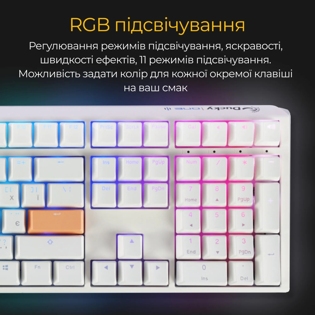 Клавіатура Ducky One 3 Cherry MX Brown RGB UA USB White (DKON2108ST-BUAPXPWWWSC1) - зображення 3