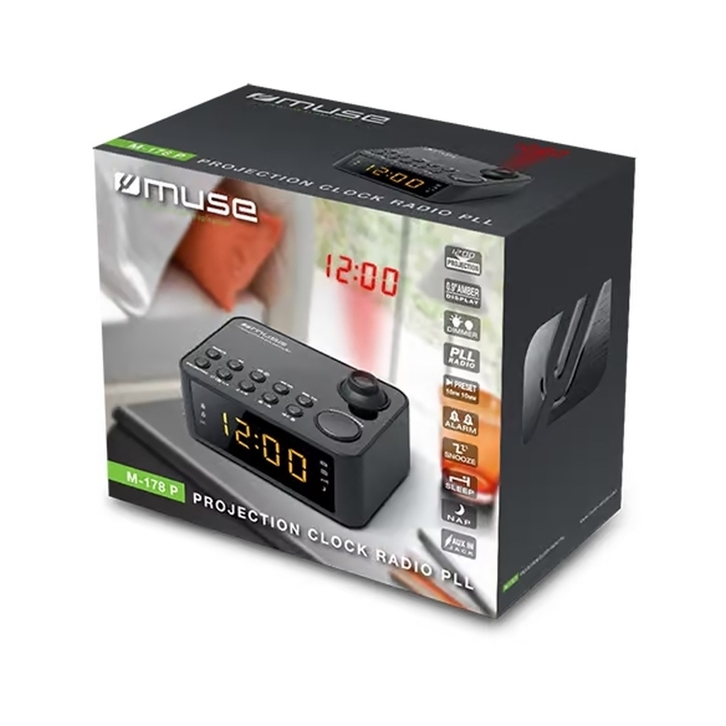 Настільний годинник Muse Радіо-годинник з проекцією чорний (M-178 P) - зображення 5