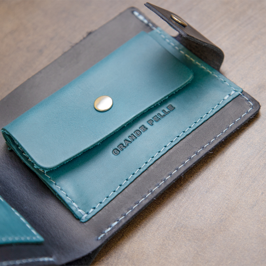 Портмоне Grande Pelle З натуральної шкіри Темно-синє (11461) - зображення 10