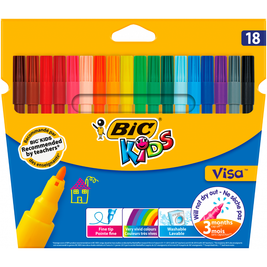 Фломастери Bic Kids Visa 880, 18 кольорів (bc888681) - зображення 1