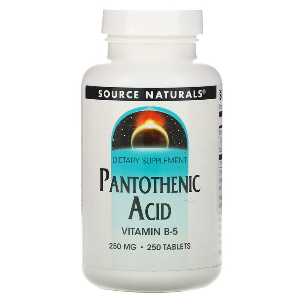 Вітамін Source Naturals Пантотенова кислота, Pantothenic Acid, Вітамін В-5, 250 мг, 250 та (SN0512) - зображення 1