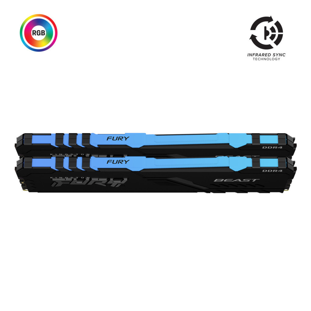 Модуль пам'яті для комп'ютера DDR4 16GB (2x8GB) 3733 MHz Fury Beast RGB Kingston Fury (ex.HyperX) (KF437C19BBAK2/16) - зображення 2