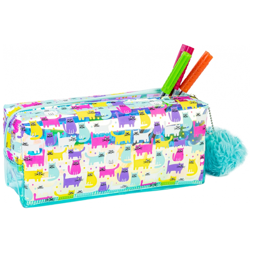 Пенал Cool For School голографічний з помпоном 1 відділення блакитний (CF87073) - зображення 2