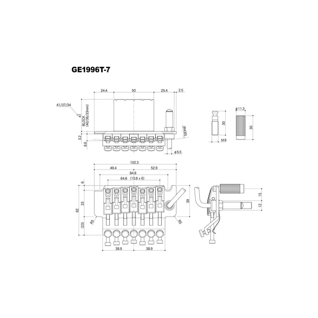 Бридж для гітари Gotoh GE1996T-7 (40) B - зображення 2