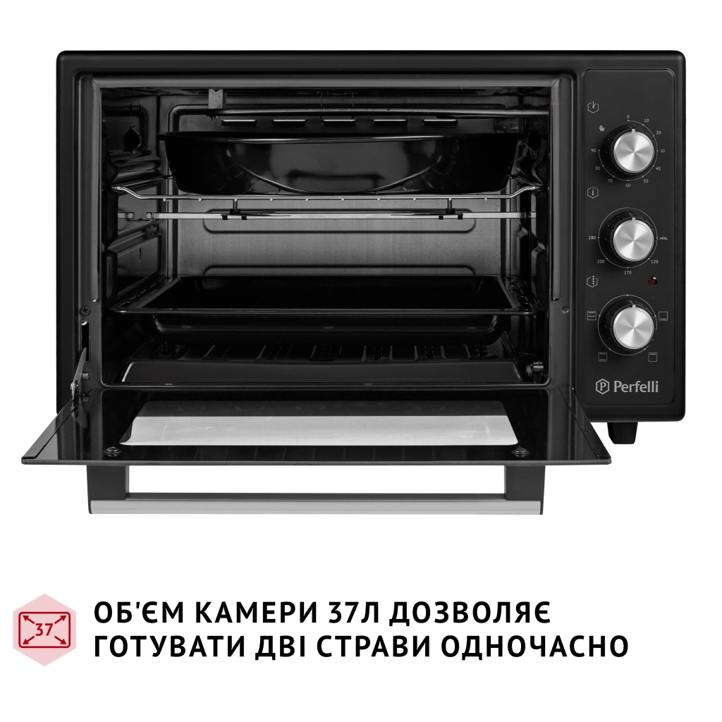 Електропіч Perfelli MIRAGE 37 BLACK - зображення 2
