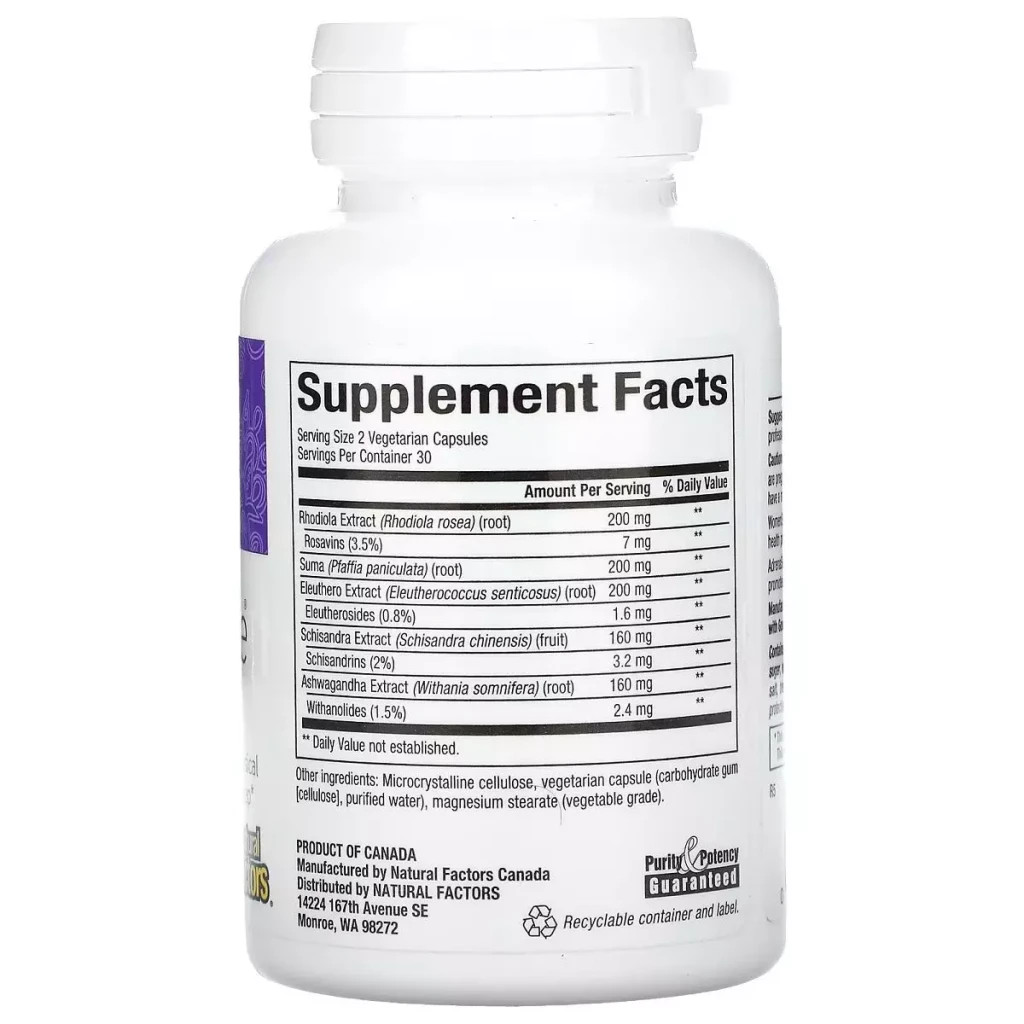 Вітамінно-мінеральний комплекс Natural Factors Комплекс для підтримки надниркових залоз, WomenSense, AdrenaSense, 60 (NFS-04941) - зображення 2