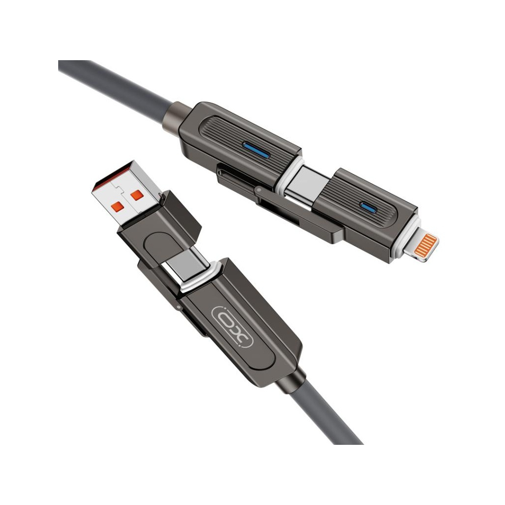 Дата кабель USB 2.0 AM to USB-C + USB 2.0 AM to Lightning 1.0m 60W gray XO (NB275_4-in-1_Gray) - picture 10
