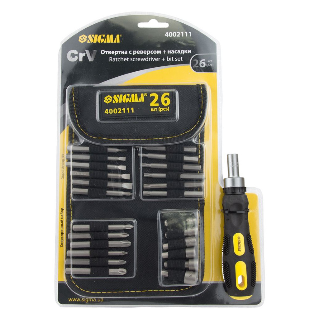 Викрутка Sigma з бітами 18шт + насадки торцеві 6шт CrV (4002111) - изображение 6