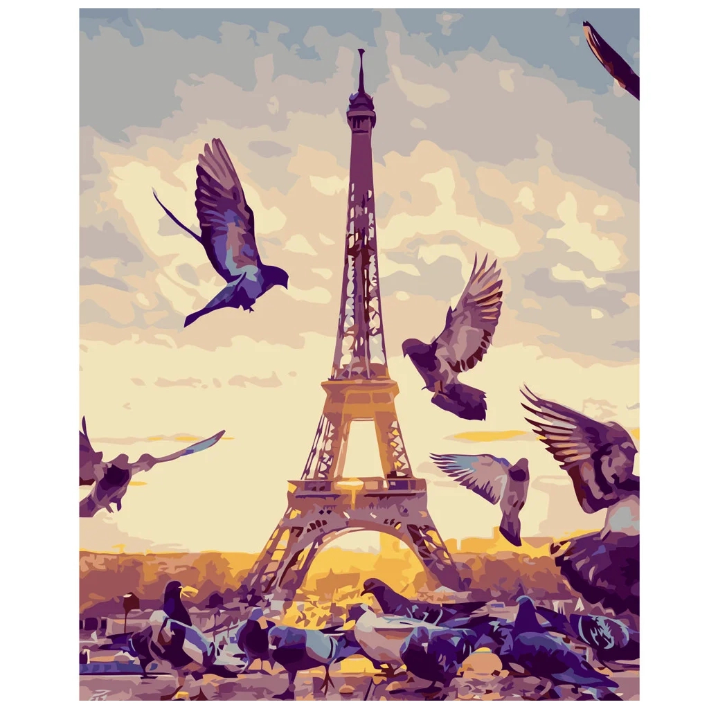 Картина по номерам Strateg Птахи біля ейфелевої вежі 40х50 см (VA-2691) - зображення 1