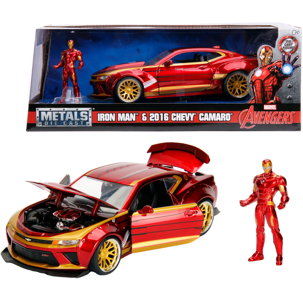 Машина Jada металева Марвел. Месники: Шевроле Камаро (2016) з фігуркою Залізної людини 1:24 (253225003) - зображення 8
