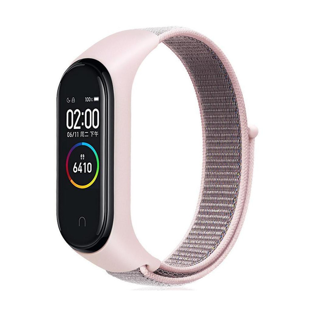 Ремінець до фітнес браслета BeCover Nylon Style для Xiaomi Mi Smart Band 7 Pink-Gray (707666) - зображення 1