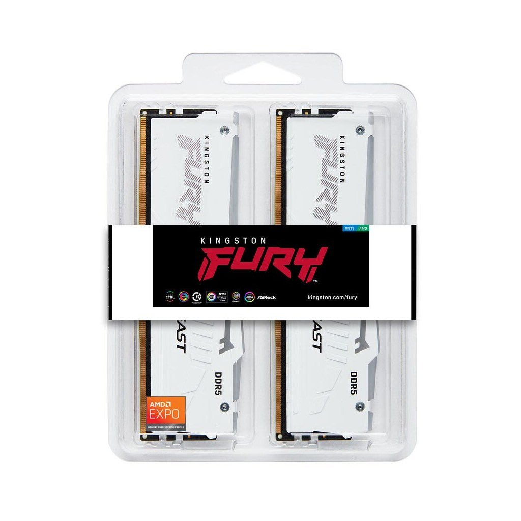 Модуль пам'яті для комп'ютера DDR5 64GB (2x32GB) 6000 MHz Beast White RGB EXPO Kingston Fury (ex.HyperX) (KF560C30BWEAK2-64) - зображення 4