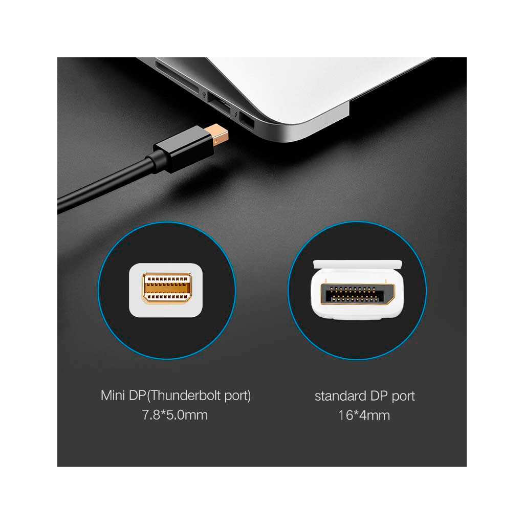 Кабель мультимедійний miniDisplayPort M to DisplayPort M 1.5m MD105 black Ugreen (10477) - изображение 3