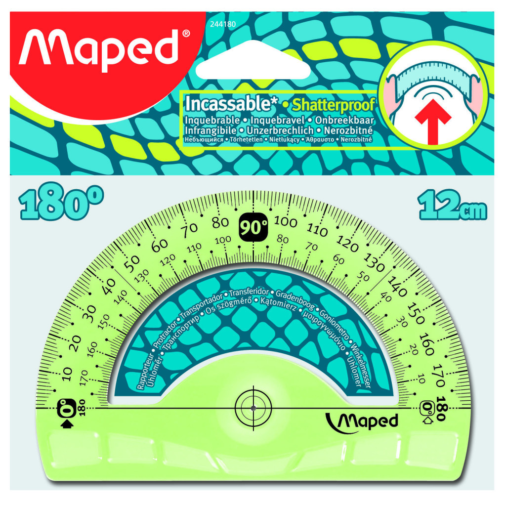 Лінійка Maped Транспортир UNBREAKABLE 180гр/120мм пластик (MP.244180) - зображення 2