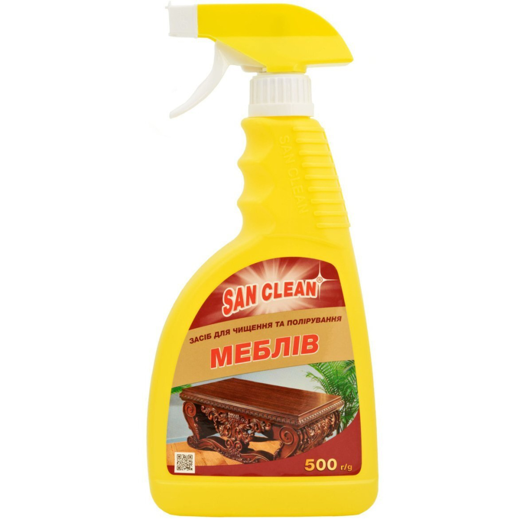 Засіб для догляду за меблями San Clean для чищення та полірування з розпилювачем 500 г (4820003540138) - зображення 1