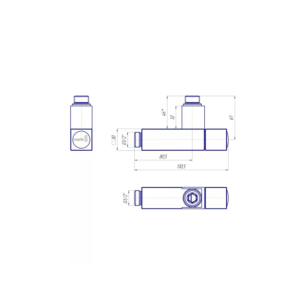 Сушарка для рушників MARIO Кран кутовий квадратний, хром (4.0.0201.56.P) - изображение 7