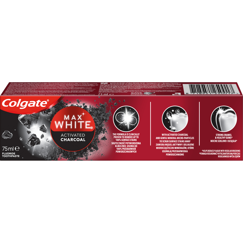 Зубна паста Colgate Max White Charcoal Optic White Відбілювальна з вугіллям 75 мл (8718951250017) - зображення 5