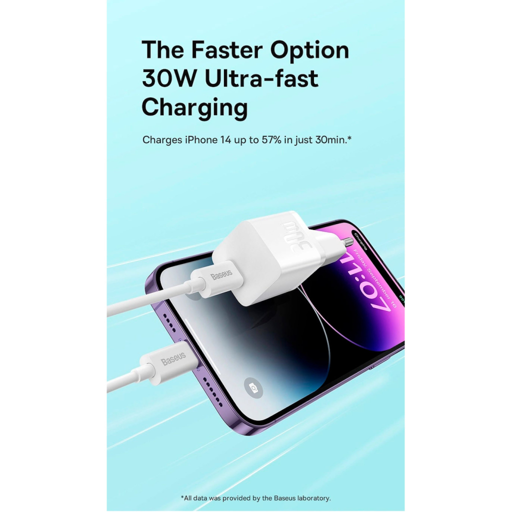 Зарядний пристрій Baseus GaN5 Fast Charger USB-C 30W black (CCGN070401) - изображение 11