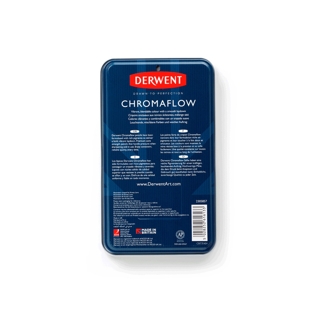 Олівці кольорові Derwent Chromaflow 24 кол. у металевому пеналі (5028252616133) - изображение 5