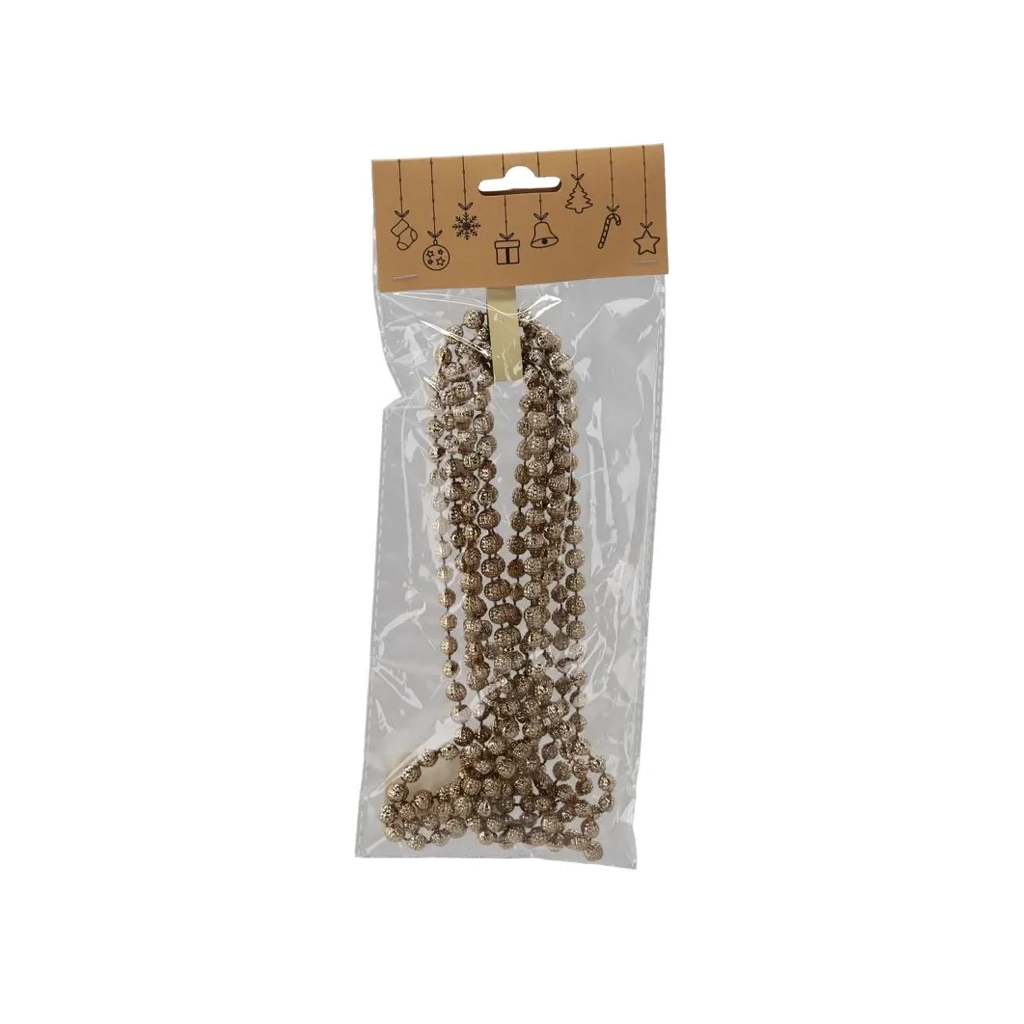 Намисто на ялинку Chomik 2.7м 6 мм, пластик, шампань (5900779893924_1) - зображення 1