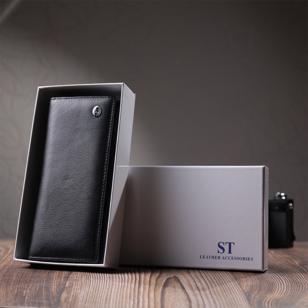 Гаманець ST Leather З кишенею для монет з натуральної шкіри Чорний (22691) - зображення 12