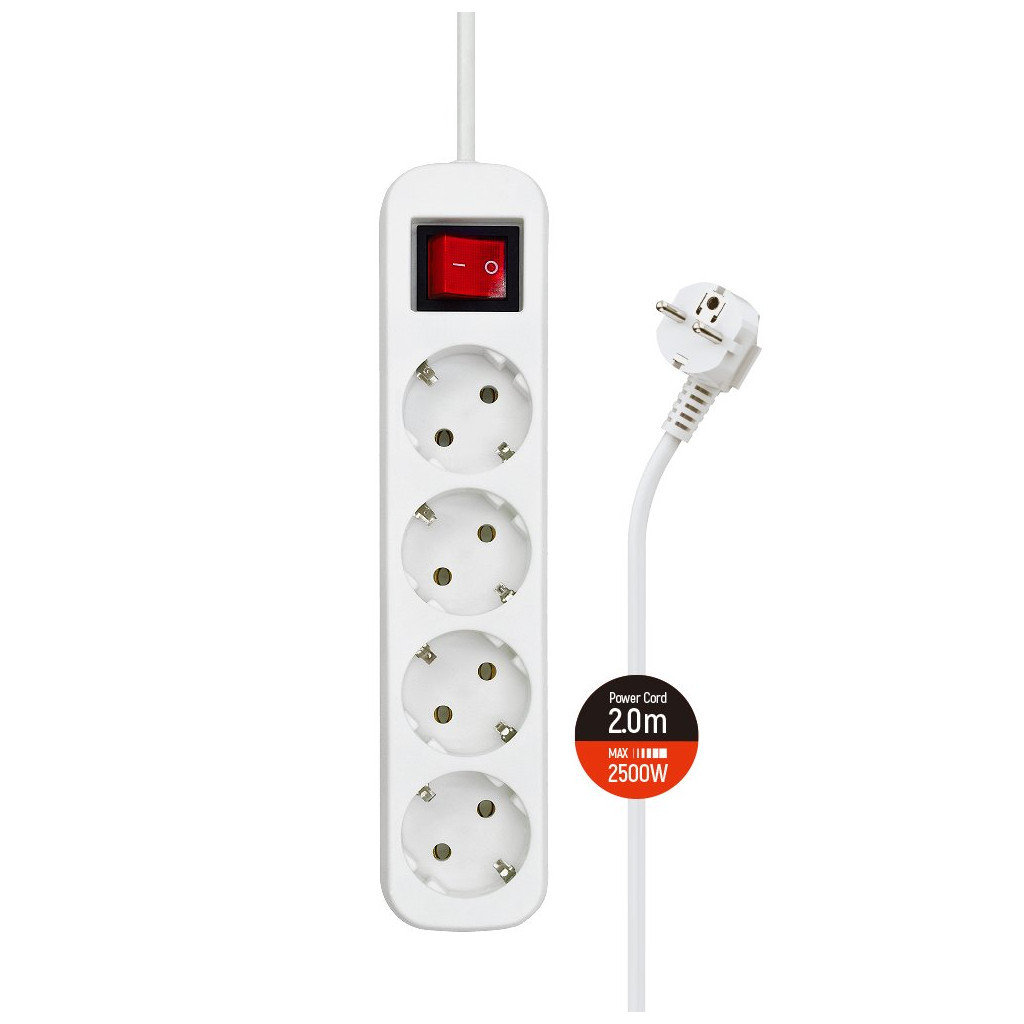 Мережевий фільтр живлення ColorWay CW-PSEA42W/ 2M white (CW-PSEA42W) - зображення 1