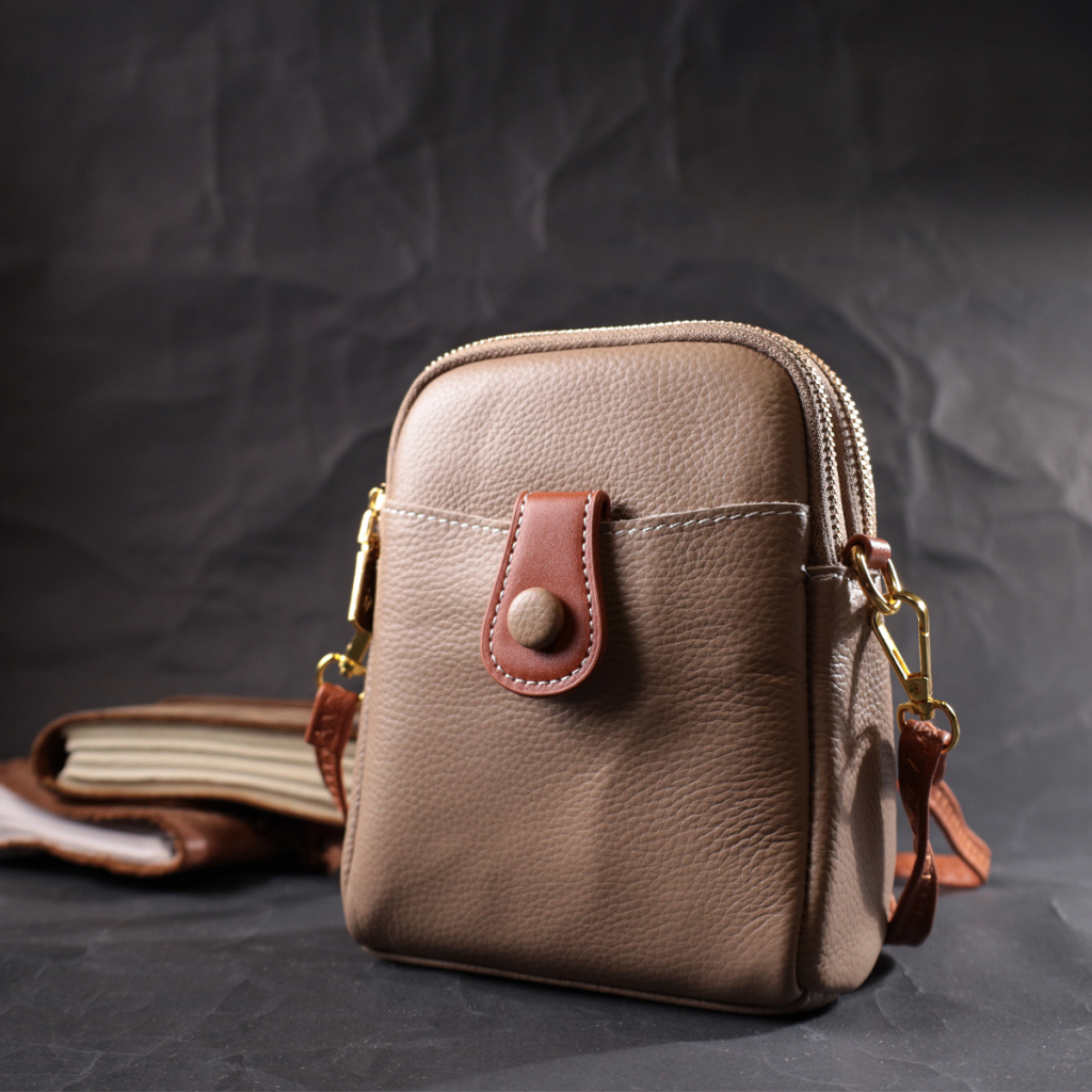 Сумка Vintage Трапеція жіноча з натуральної шкіри Бежева (22271) - зображення 9