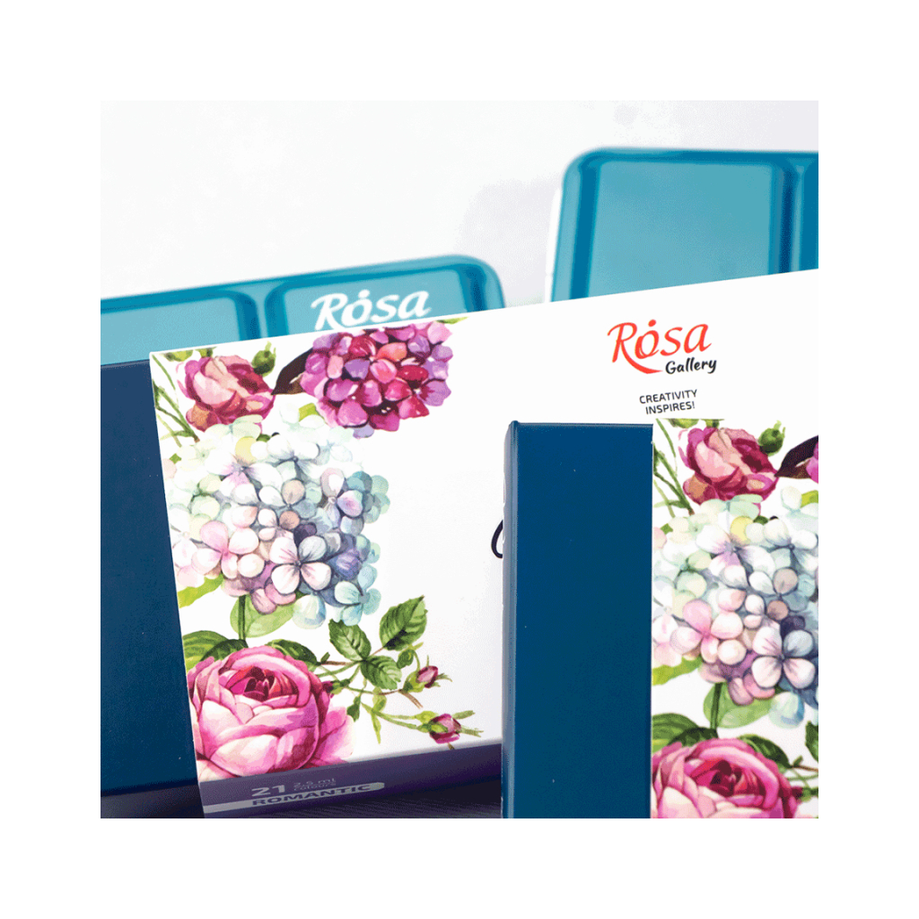 Акварельні фарби Rosa Gallery Romantic в металевому пеналі Бірюза 21 колір кювета (4823098525745) - зображення 6