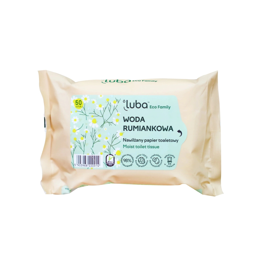 Туалетний папір Luba Eco Family Зволожений з ромашковою водою 50 шт. (5903968220914) - изображение 1