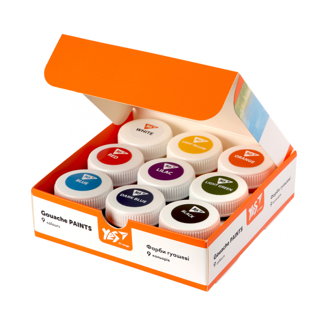 Гуашеві фарби Yes Orange Line 9 кольорів по 20 мл (230431) - изображение 2