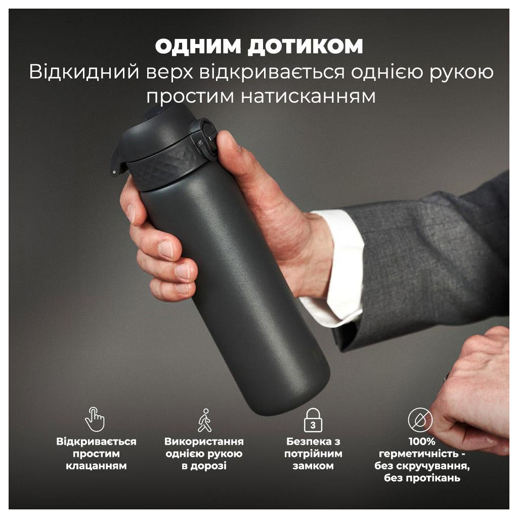 Пляшка для води ION8 OneTouch Vacuum Insulated 500 мл Grey (I8TS500GRY) - зображення 2