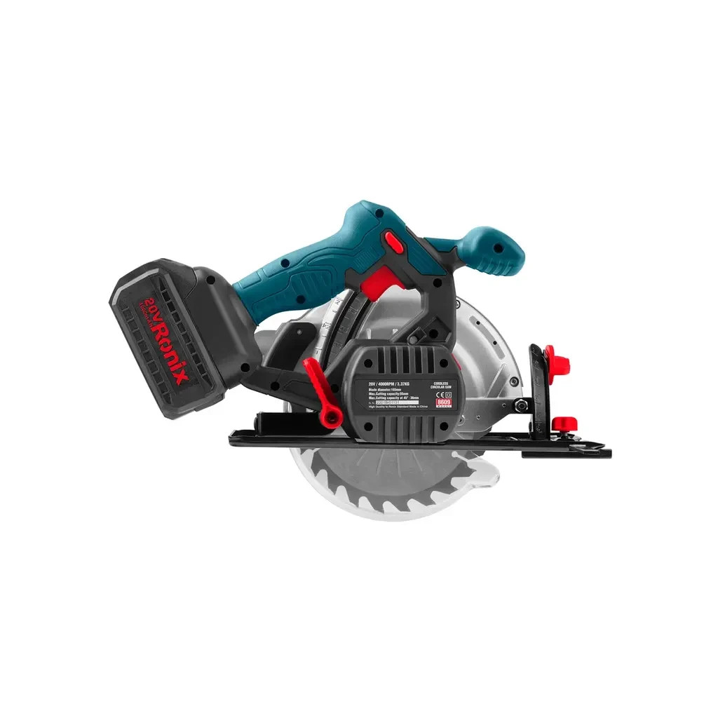 Дискова пила Ronix циркулярна 20Вт, 165мм, 4Ah x 2 (8609) - изображение 3