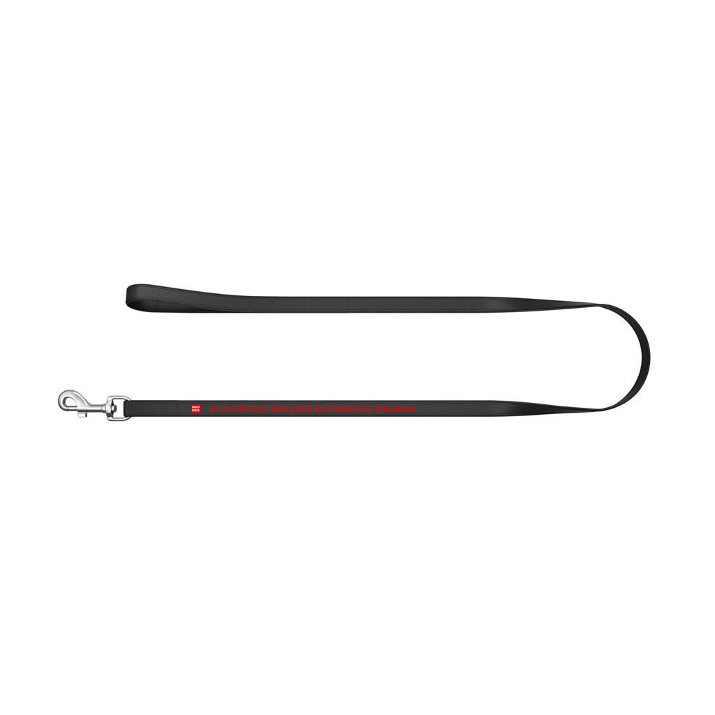 Повідець для собак WAUDOG Design "я люблю свою собаку" L-XL Ш 25 мм Д 122 см чорний (37951) - зображення 2