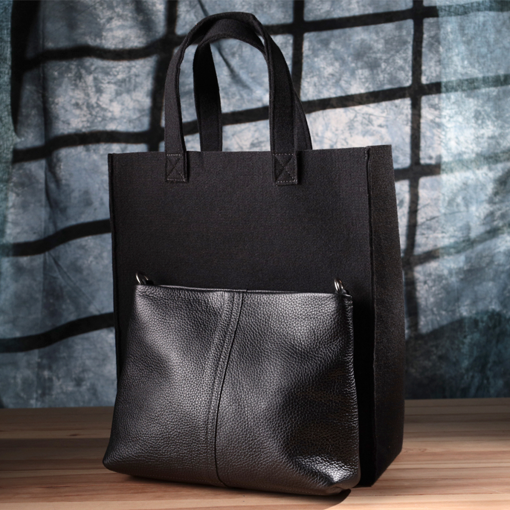 Сумка Grande Pelle Шопер 2 в 1 з натуральної шкіри Чорна (22881) - зображення 11