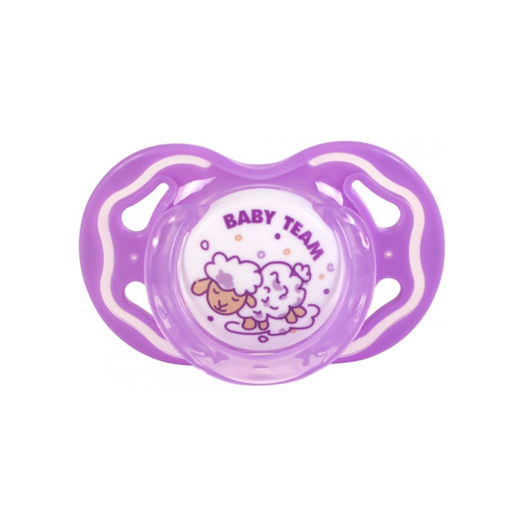 Пустушка Baby Team силіконова, класична, 6+ міс (3014_фіолетовий) - зображення 1
