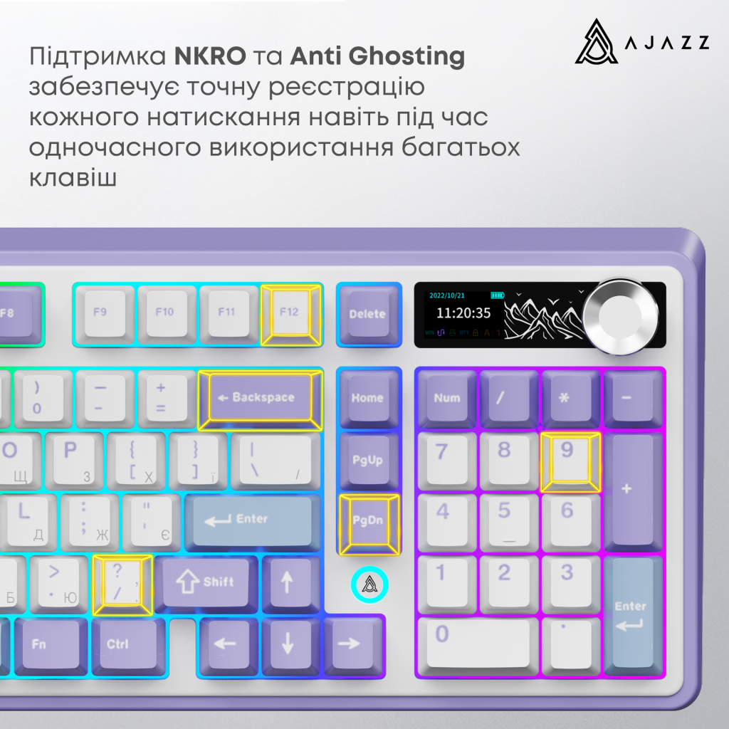 Клавіатура Ajazz AK980 V2 Gift Switch V2 Wireless/Bluetooth/USB UA White/Blue (AK980-V2-G-PWB) - изображение 14