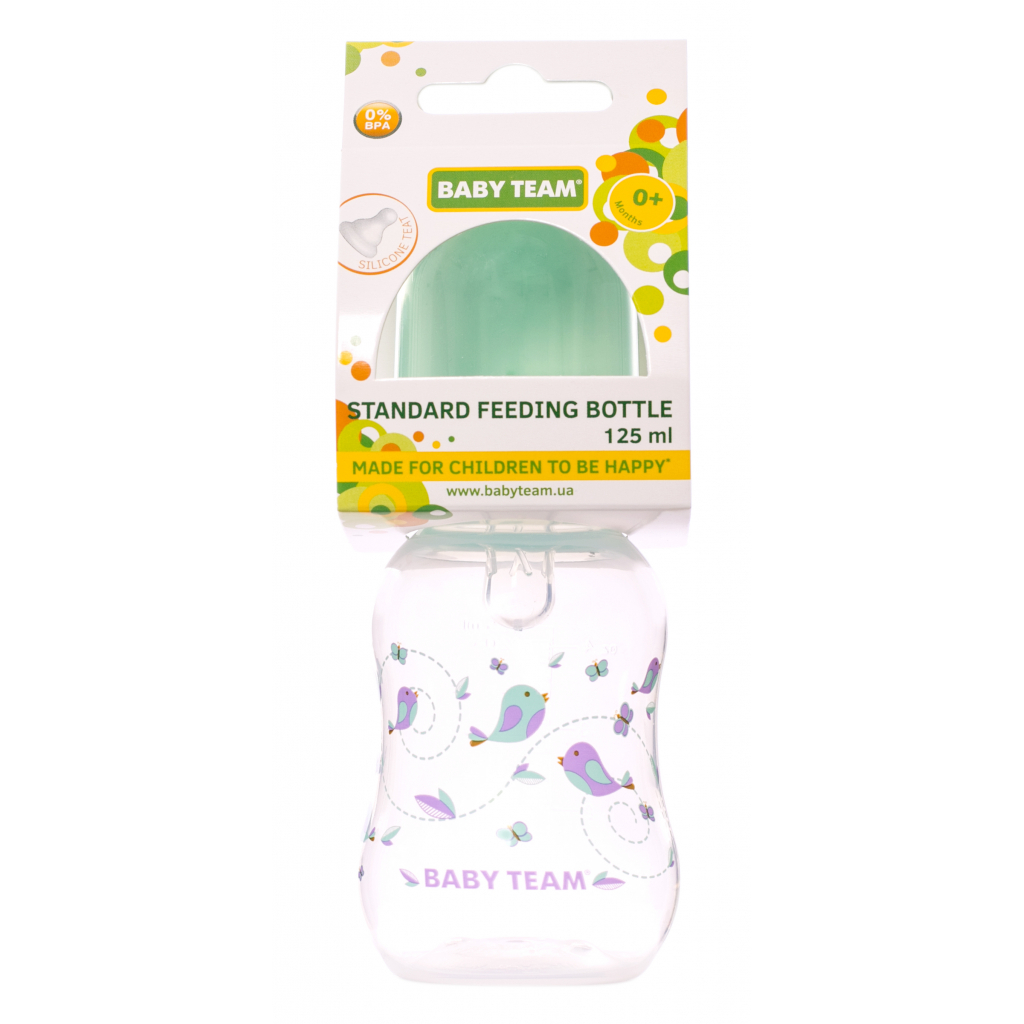 Пляшечка для годування Baby Team з талією та силіконовою сос. 125 мл (1111_мятный) - зображення 2