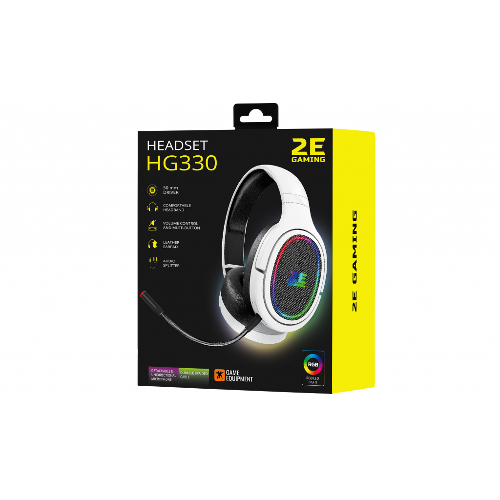 Навушники 2E HG330 RGB 3.5mm White (2E-HG330WT) - зображення 2