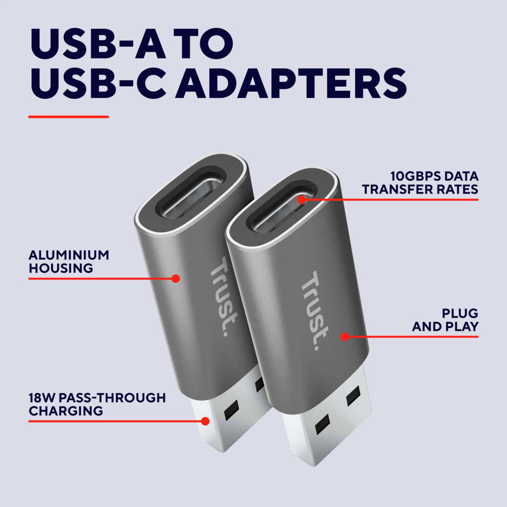 Перехідник USB-C to USB-A 3.2 Adapter 2-Pack Trust (25573_TRUST) - изображение 3