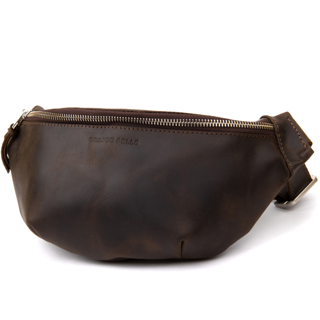 Сумка Grande Pelle Бананка у вінтажній шкірі Коричнева (11154) - зображення 1